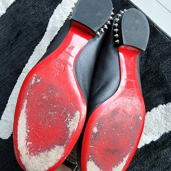 Christian Louboutin Womens La Massine Spike Flat Shoes Size 37 - Picture 4 of 6
